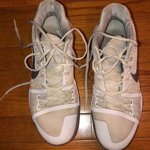 White Nike Kyrie 2 basketball high top shoes